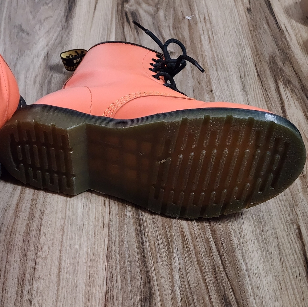 Dr. Martens Orange Leather 8-Eye Lace-Up Ankle Boots - Picture 3 of 8